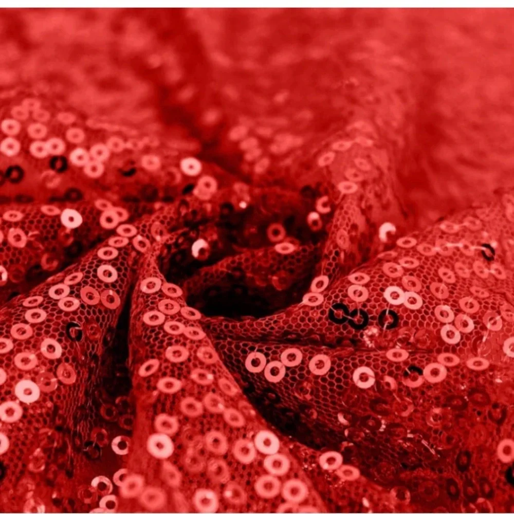 Elegant Red Sequin‎ 120” Round Tablecloth Seamless Glittering Table Cover